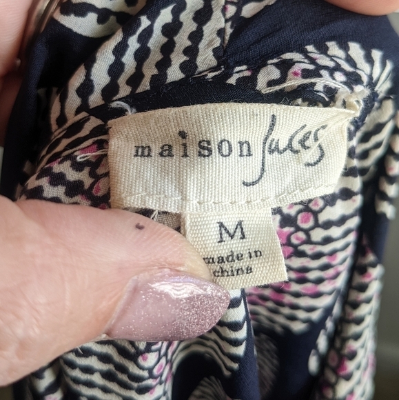 MAISON Jules Leaf Print Dress with Cap Sleeve M - Picture 4 of 13